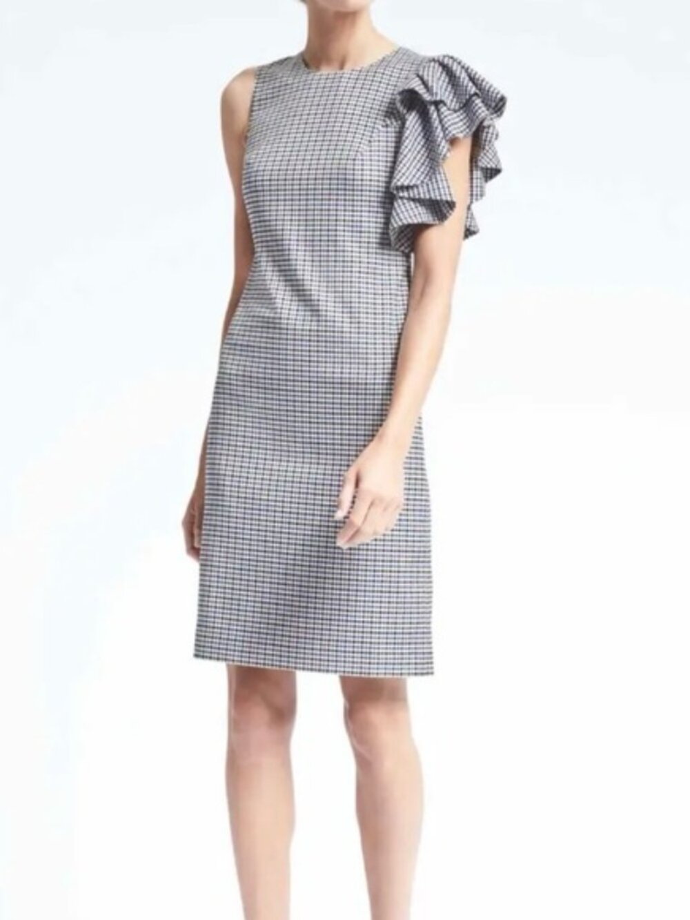 Banana Republic NWT Plaid One Shoulder Ruffle Dress Size 10